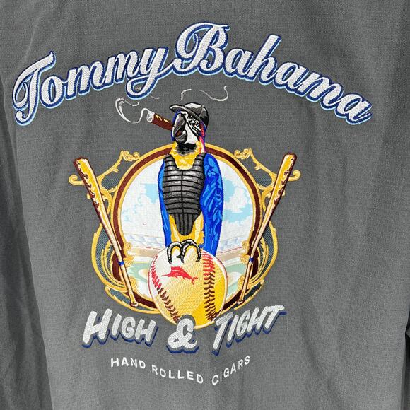 Tommy Bahama Gray Silk High & Tight Hand Rolled Cigars Embroidered Shirt Size Xl - Picture 5 of 6